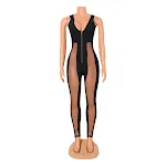 Jumpsuit da donna sexy in mesh trasparente con cuciture. Perfetto per un look audace ed elegante. Ideale per feste e serate speciali. — foto 7