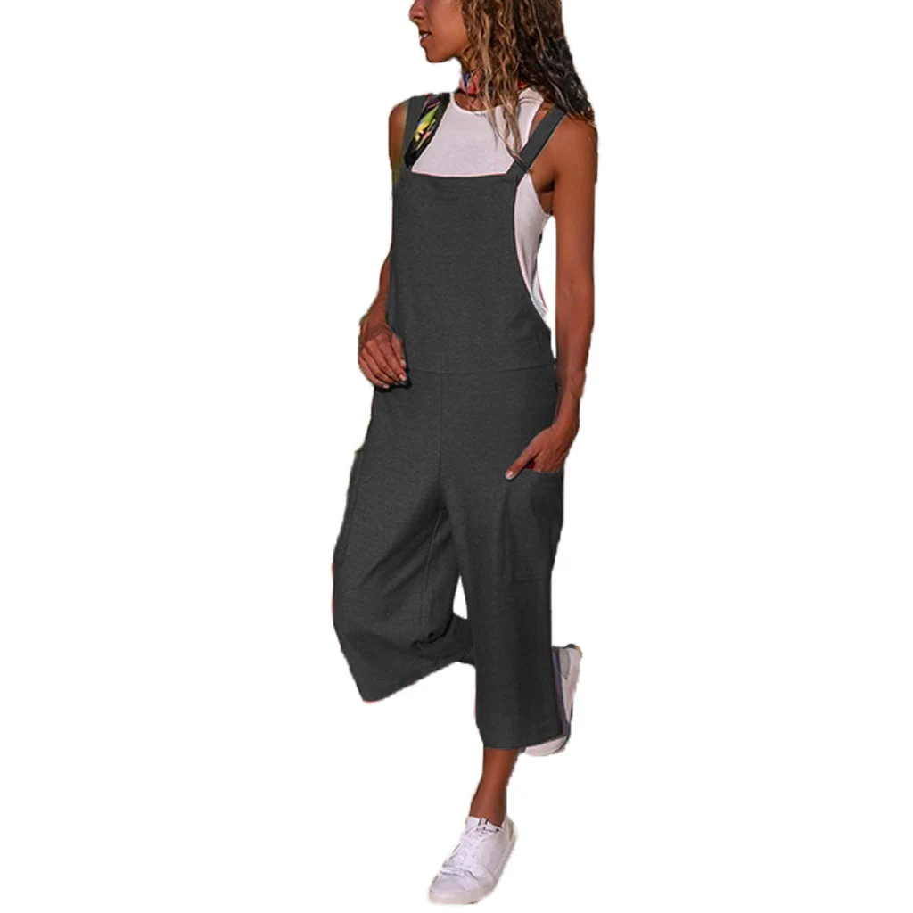 Women's Cotton and Linen Casual Loose Long Wide Leg Jumpsuit, offering comfort and style with its relaxed fit, perfect f — photo 3