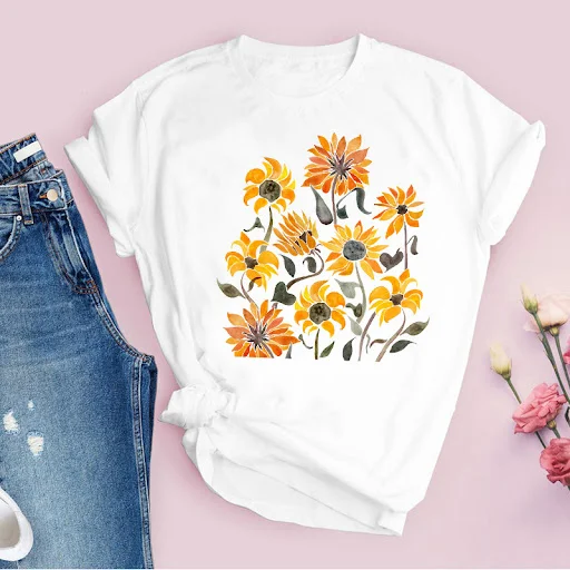 Title 6, Womens Graphic Flower T Shirt Fashion Casual F...