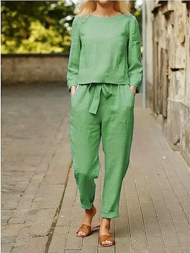 Title 3, Womens Clothing Cotton And Linen Suit Casual T...