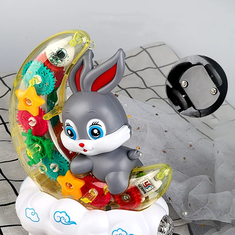Electric Universal Transparent Gear Moon Small Cute Rabbit Toy, Interactive Fun for Kids, Engaging Educational Playtime — photo 4