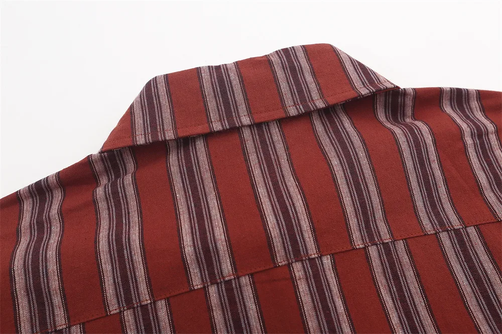 American Vintage Vertical Stripes Long-sleeved Shirt Outer Wear for Men and Women, Spring and Autumn Casual, a comfortab — photo 9