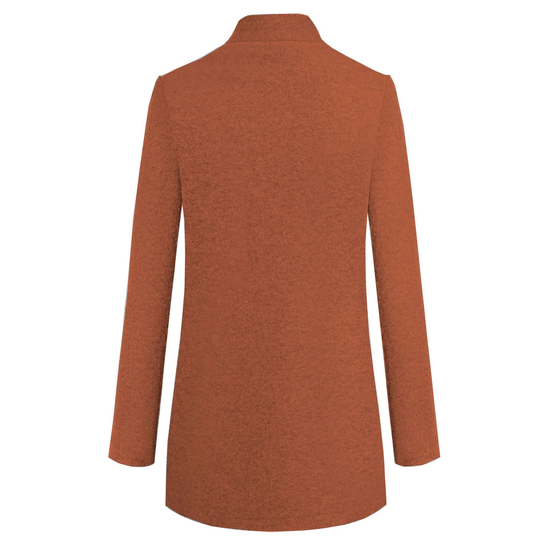 Title 10, Fashion solid color stand collar woolen coat