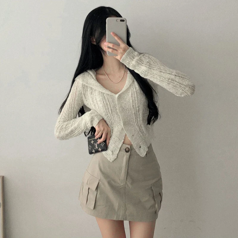 Women's Thin Long-Sleeved Short Sweater – A versatile layering piece. Comfortable and stylish for any occasion, perfect — photo 5