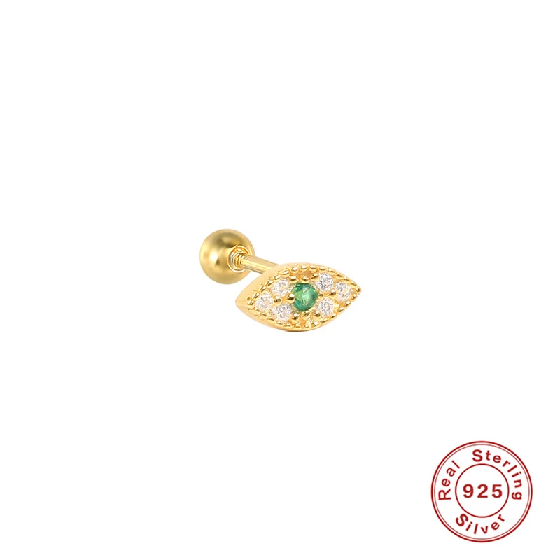 Brinco de cartilagem perfurado de olho grego único em prata S925 com diamante, elegância e proteção para o seu dia a dia. — foto 5