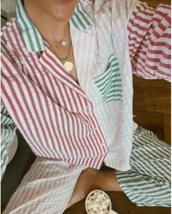 Title 1, Fashion Multicolor Striped Printed Shirt Women...