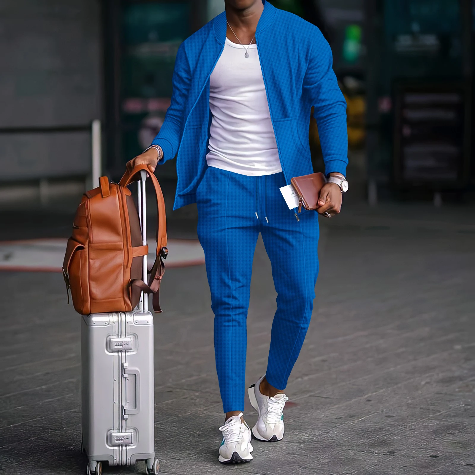 Novo conjunto de casaco com zíper e bolso para uniforme de baseball waffle. Conforto e estilo para o jogo, perfeito para praticar esportes. — foto 3