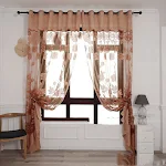 Modern & simple big peony jacquard burnout window screen curtain. Blooming rich & honorable flowers. Enhance your home d — photo 3