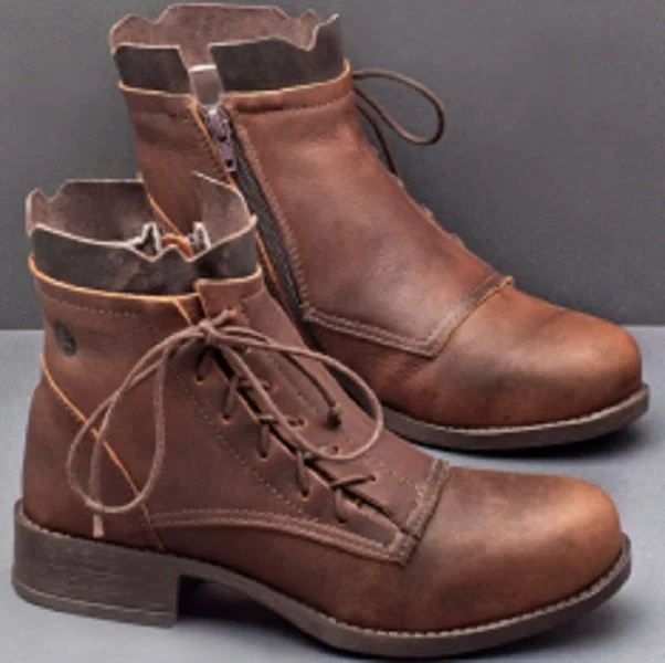 Title 1, Lace Up Martin Boots with Low Heel. Stylish and...