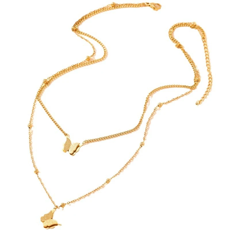 Title 3, Collana da donna con farfalla smerigliata a dop...