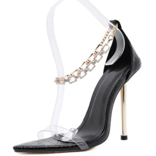 Title 5, Sexy Metal High-Heeled Stiletto Sandals with Di...