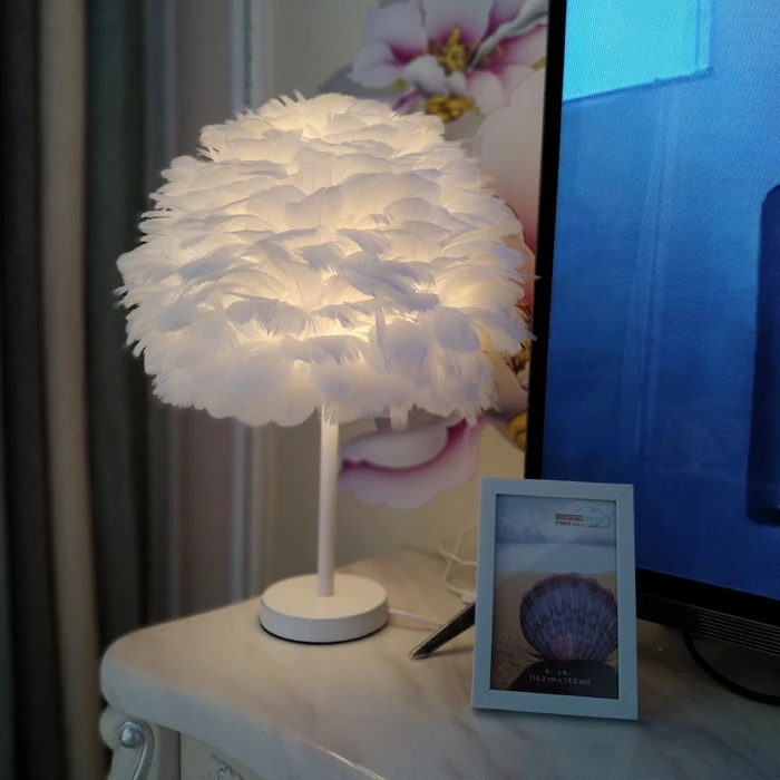 Title 6, Bedroom Artistic Feather Table Lamp Decorative ...