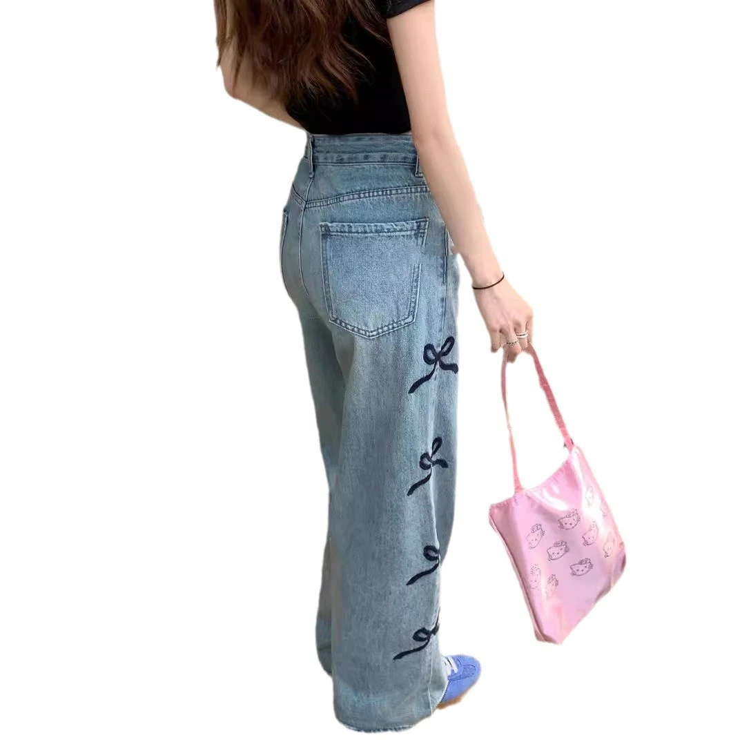 Butterfly Embroidered Jeans Wide-leg Pants for Women. Comfortable, stylish and trendy. A unique and fashionable choice f — photo 4
