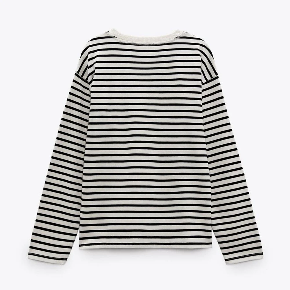 Title 3, Womens Striped Round Neck Long Sleeve T-Shirt....