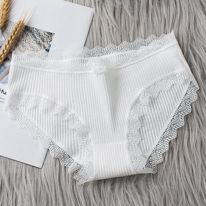 Title 6, Japanese Mid-waist Lace-trimmed Girl Briefs off...