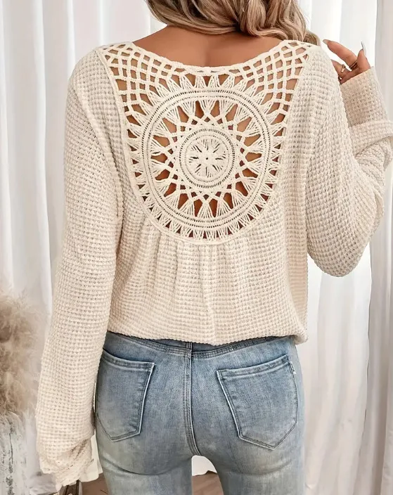 Women's V-neck solid color fashion knitted blouse. Comfortable and stylish top, perfect for everyday wear or special occ — photo 9