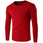 Men's solid color round neck slim long sleeve t-shirt, offering a comfortable and stylish fit for everyday wear and laye — photo 6
