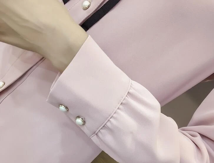 Title 2, Simple Womens Chiffon Long-sleeved Bow Shirt