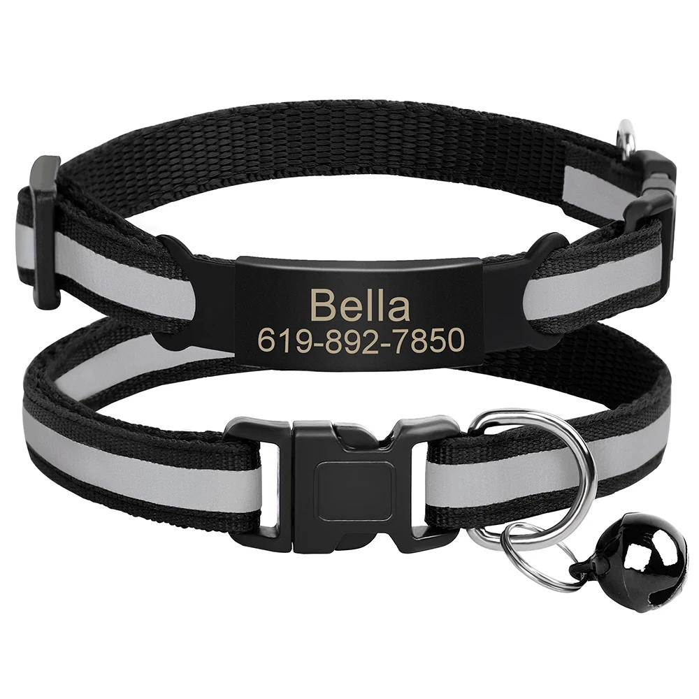 Title 14, Reflective Cat Collar Engraved Safe Cats Kitten...