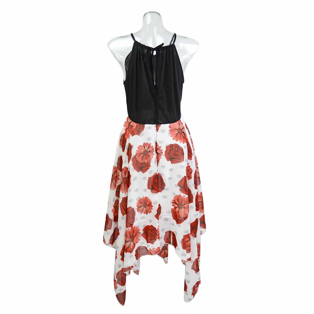 Title 9, Womens Stitching Printing Skirt Chiffon Dress