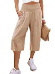 Women's Cotton and Linen Cropped Wide-leg Pants, Thin and Casual. Perfect for summer wear, offering comfort and breathab — photo 18