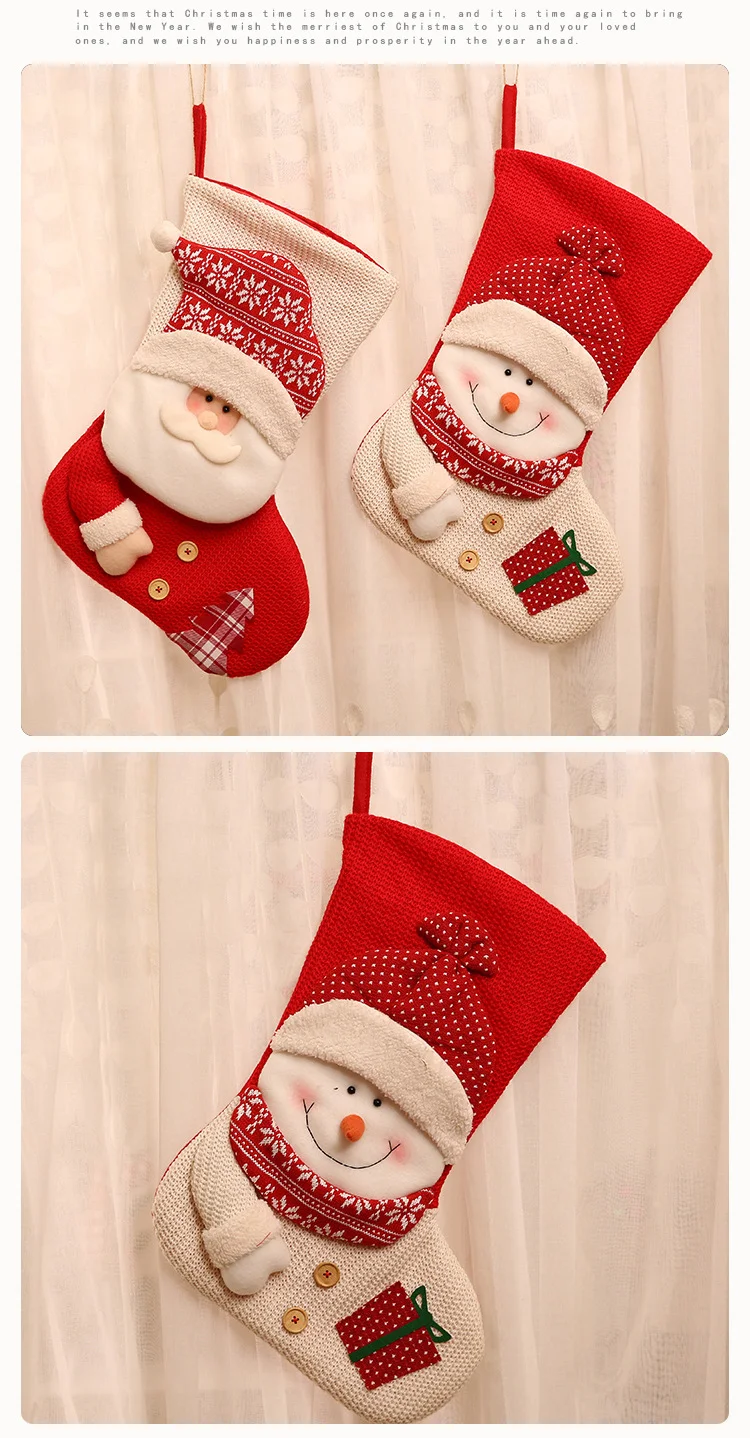 Title 1, Büyük Kırmızı Beyaz Örgü Yılbaşı Çorabı Noel Ba...