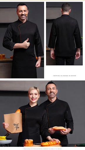 Title 6, Camisa de chef manga longa com elástico, roupas...