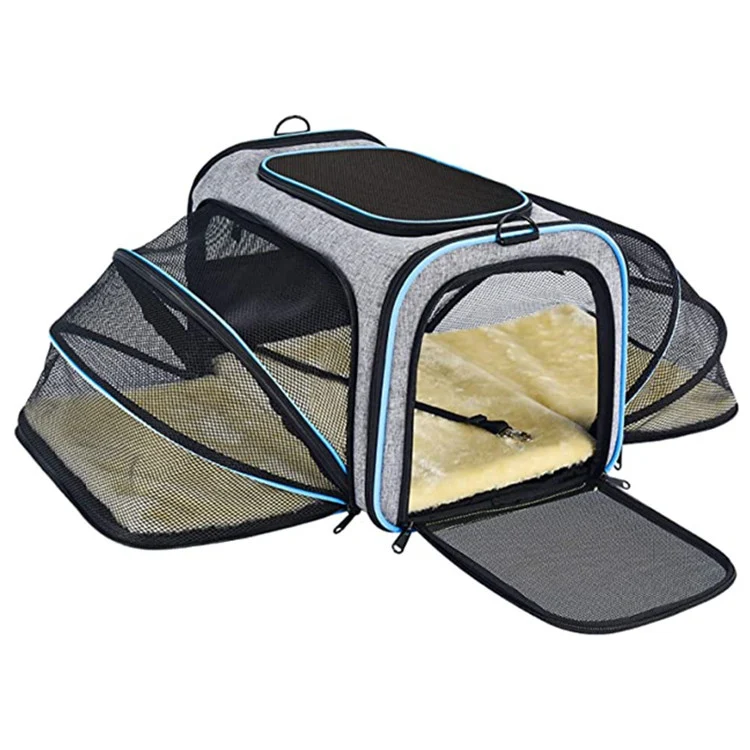 Airline Approved Expandable Foldable Soft Dog Carrier with Open Doors and Reflective Tapes, a Cat Travel Bag for safe an — photo 3
