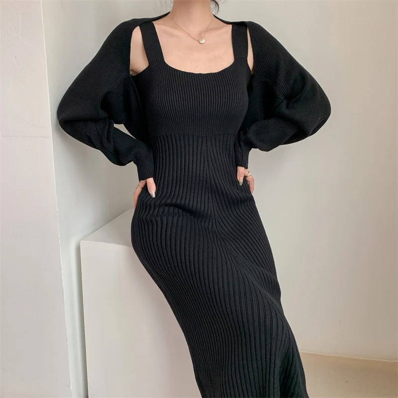 Conjunto Feminino Vestido Cardigã de Tricô Camisola Elegante, Perfeito para um Visual Sofisticado e Confortável, Ideal para Diversas Ocasiões. — foto 22