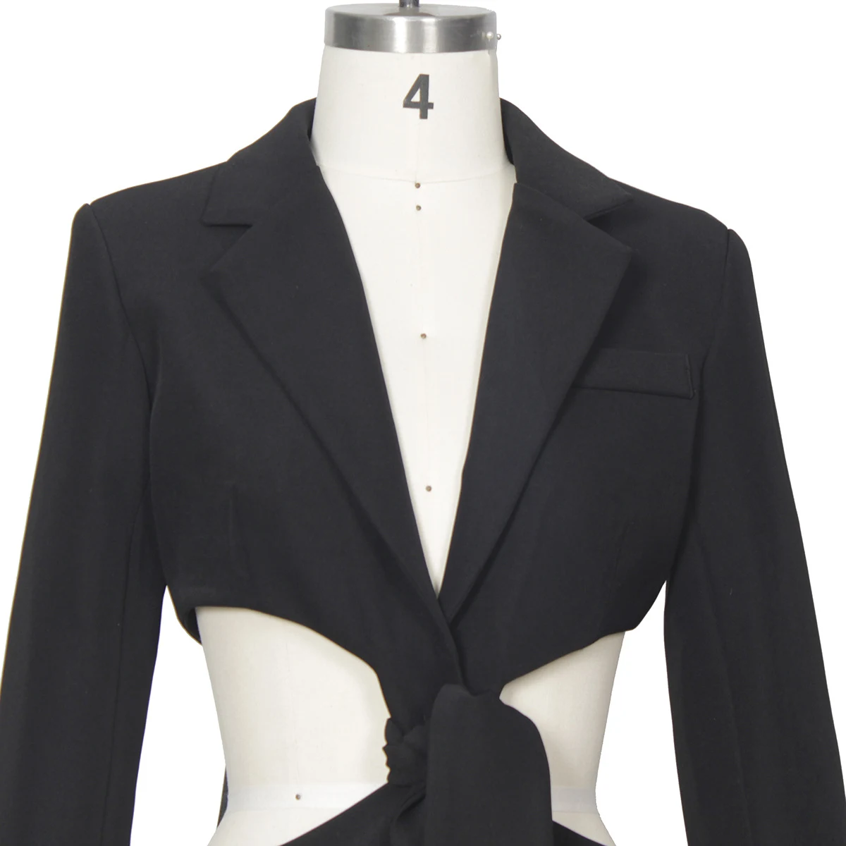 Women's High Street Style Hollowed Out Midriff Outfit with Lace-up Small Suit Jacket. A fashionable and chic outfit for — photo 2