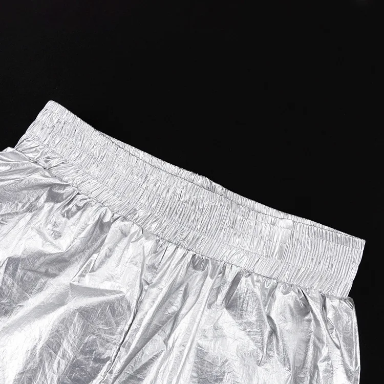 Title 5, Silver Elastic Waist Loose Straight Slimming Wi...