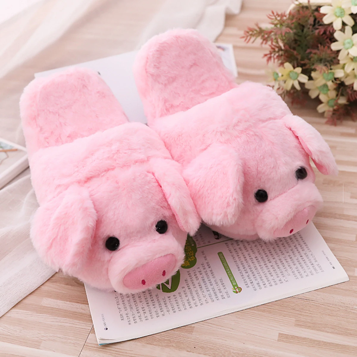 Zapatillas de felpa de cerdito Toot para mujer, algodón, Baotou, antideslizantes, cálidas, para casa, zapatos de interior. — foto 6