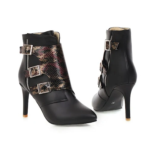 Title 2, Ronde leren Martin boots met panelen en ronde n...