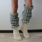 Twist Weave Woolen Yarn Socks Color Matching Overknee Long Boot Warm Keeping Floor Loose Socks — photo 8