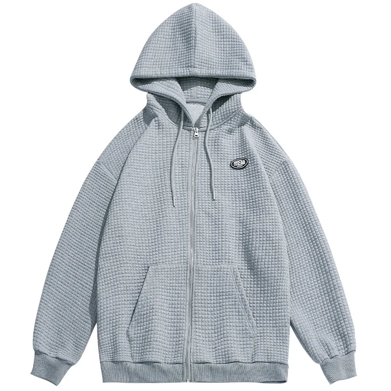Title 3, Jaqueta cardigan com zíper, cor sólida e textur...