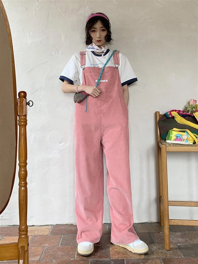 Title 9, Dames retro corduroy overall, losse eendelige b...