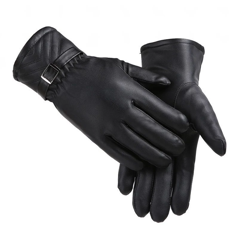 Winter Leather Gloves For Men and Women, Velvet Thickened, Cold-proof, Warm, Cycling, Anti-slip, Touch-screen, Large Fle — photo 2