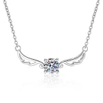 Colar feminino de asas de anjo em prata esterlina S925 com moissanita, um presente deslumbrante e elegante para mulheres. Perfeito para qualquer ocasião. — foto 2