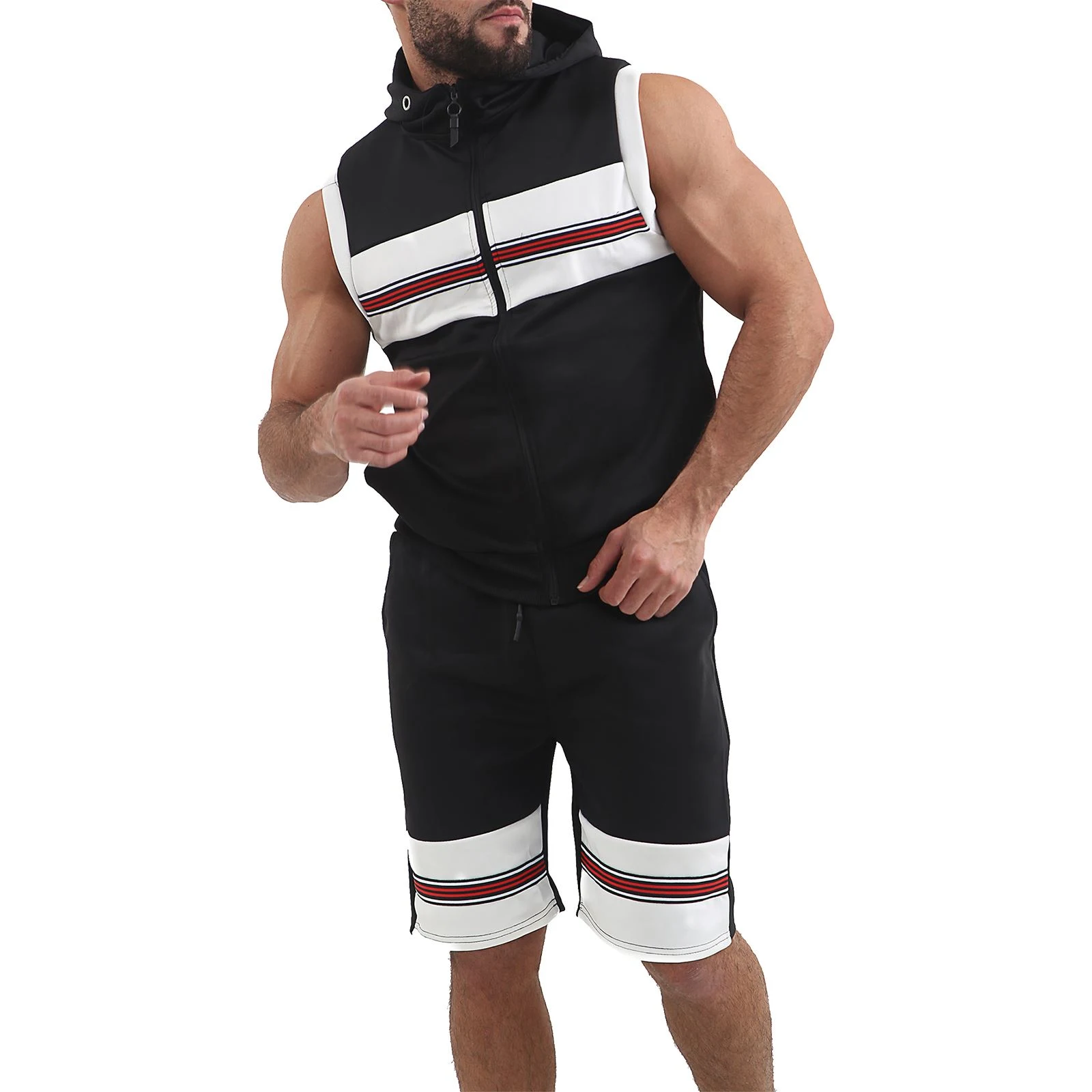 Title 8, Conjunto fitness sem mangas com capuz, regata e...