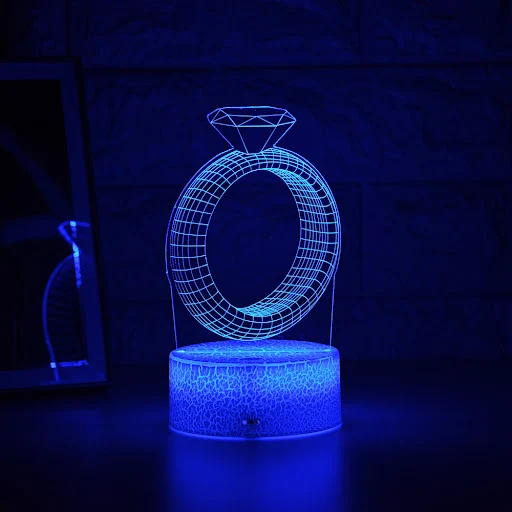 Title 4, 3D LED Night Light with Diamond Ring Romantic A...