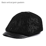 Men's Sheepskin Peaked Cap Beret Vintage Newsboy Painter Octagonal Leather Hat British Style, Warm and Stylish Headwear — photo 9