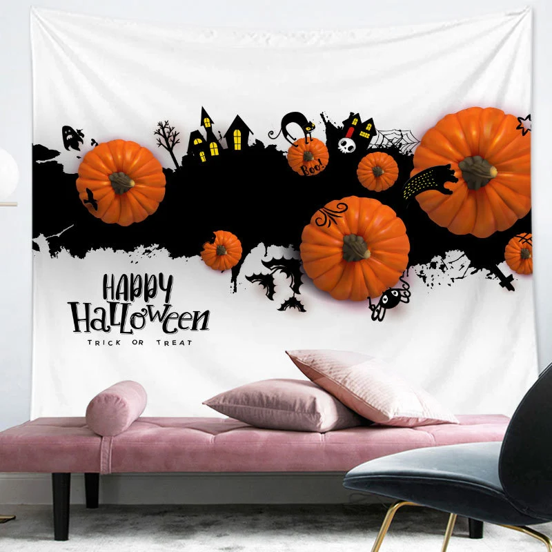 Pumpkin Digital Print Tapestry Background Cloth – Perfect for Halloween photography, festive decor, washable, reusable, — photo 6