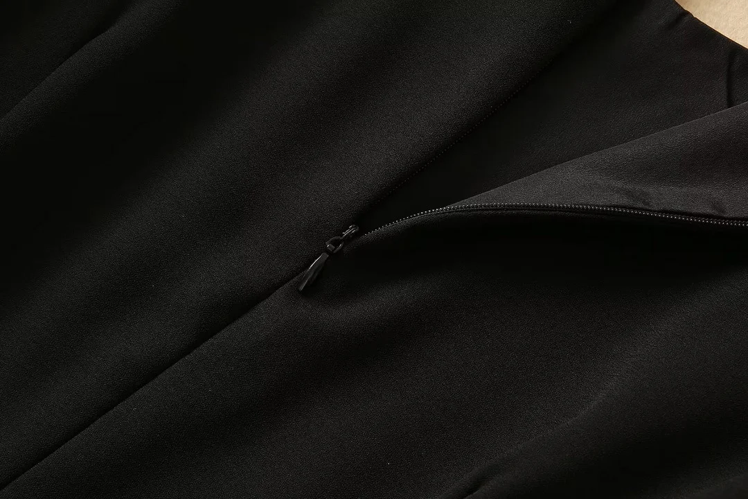 Title 5, French Suit Black Pleated Short Sleeve Exquisit...