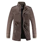Men's Casual Stand Up Collar PU Leather Jacket Korean Version Stylish and Comfortable Versatile for Everyday Wear Provid — photo 3