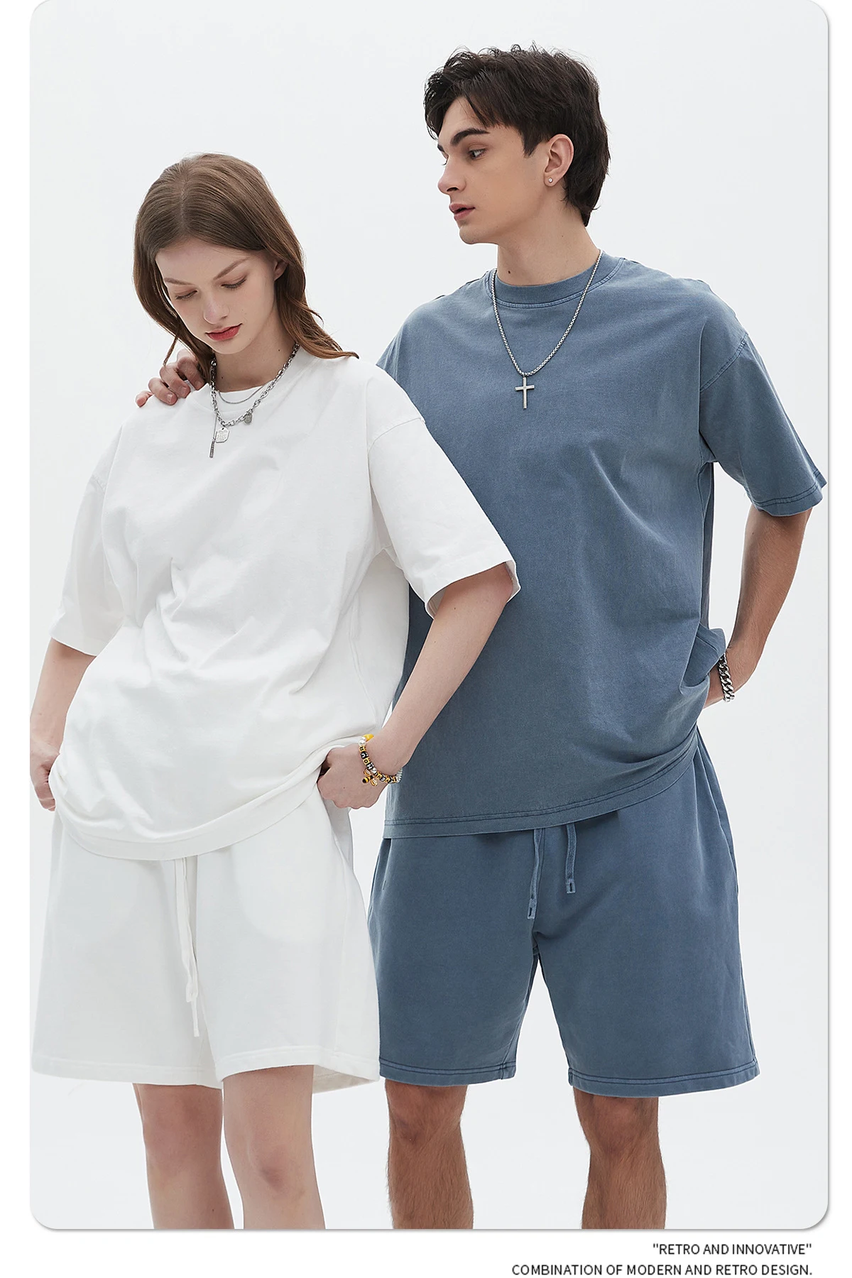 Washed And Worn Dyed Bright White Short Sleeve Shorts Fashion Brand Suits, a comfortable and stylish outfit for men and — photo 50