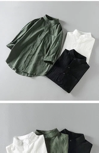 Title 4, Mens Summer Linen Shirt Short Sleeve breathabl...