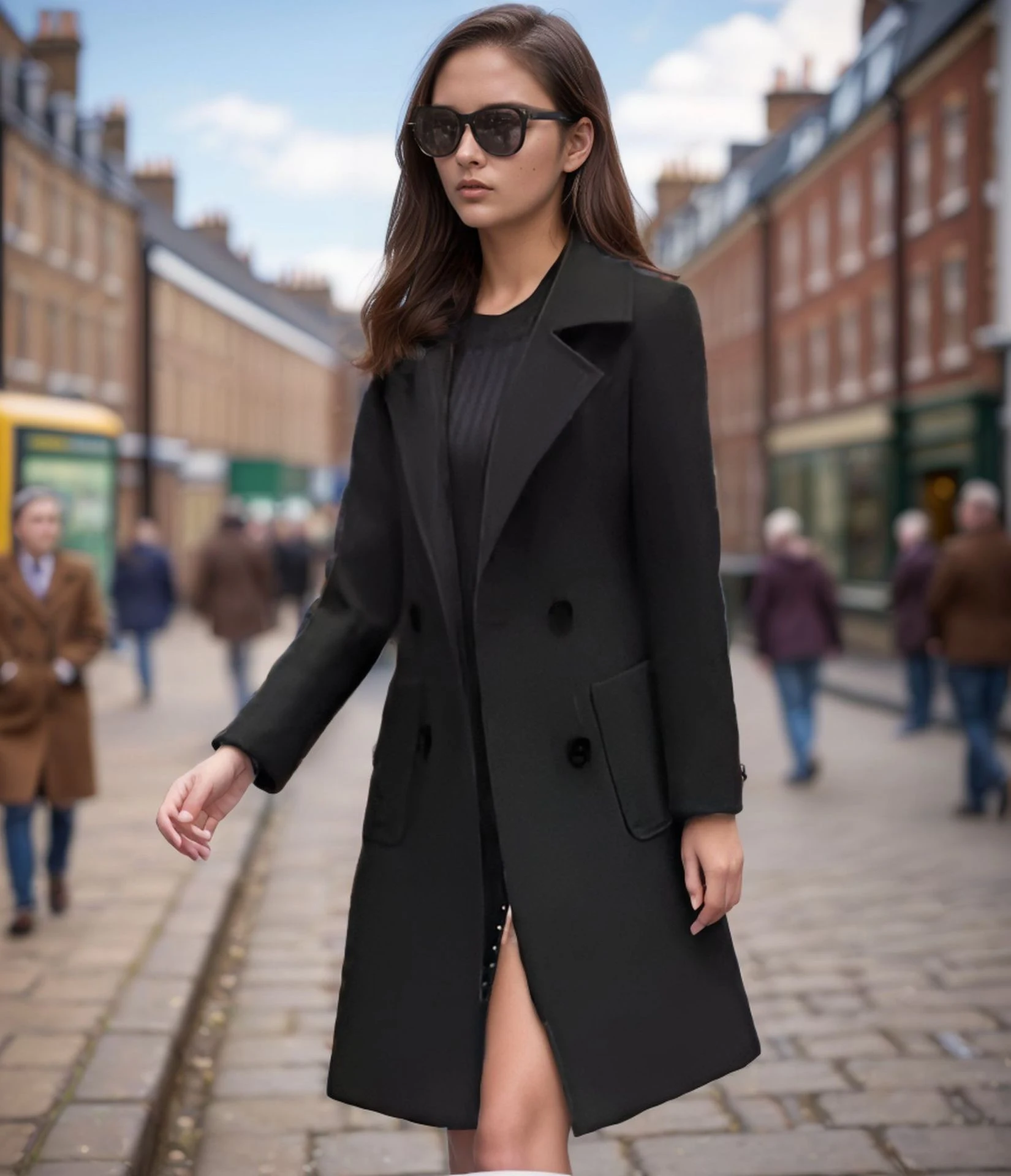 Title 9, Korean slim wool coat for women, featuring a lo...