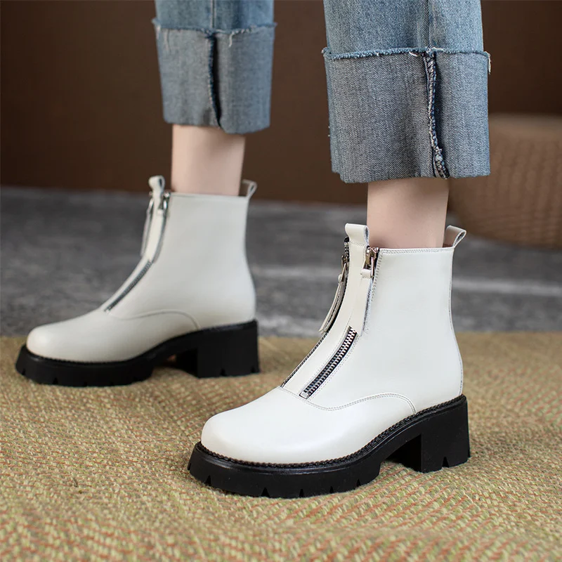 Full leather Martin boots with inside and outside use, a double zipper design and a thick sole, providing comfort and st — photo 6