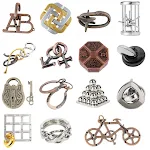Quebra-cabeça chinês de nó de inteligência, liga de zinco, desbloqueio intelectual looping-off, quebra-cabeça de corda, desafio Burr, dourado — foto 33