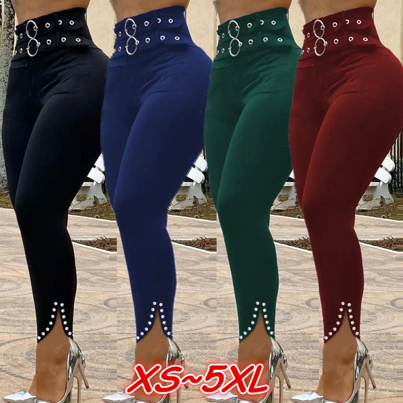 Effen kleur skinny broek met hoge taille. Vormt je figuur, comfortabel en veelzijdig voor elke gelegenheid. Wees stijlvol en chic! — foto 3